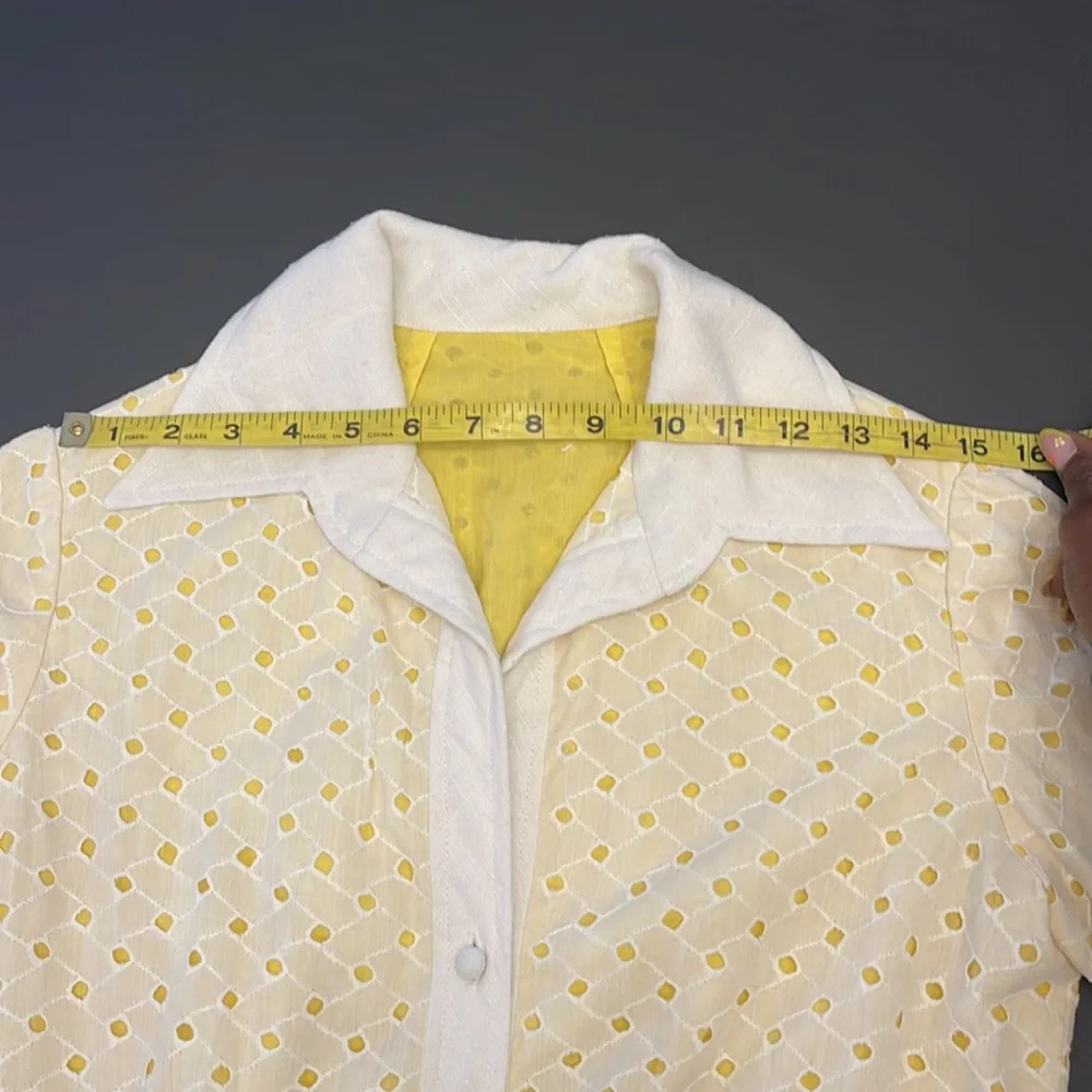 Vintage Maxi White and Yellow Eyelet Dress